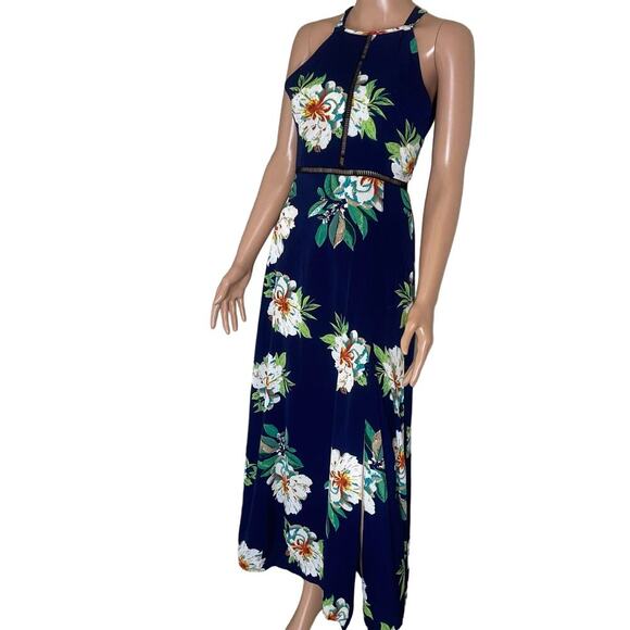 Crepe Floral  Halter Top Open Back Maxi Dress Size S By Yoins Yours Inspiration - Picture 4 of 10